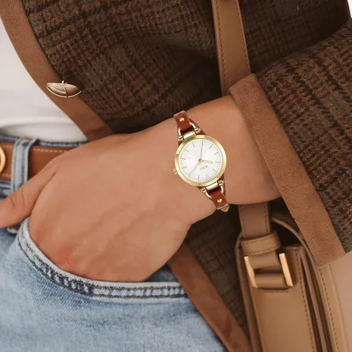 Vista 6 de BUREI Reloj de pulsera para mujer, correa de cuero simple, reloj de cuarzo de lujo, pequeño, delgado, para mujer, correa de pulsera Relogio Feminino