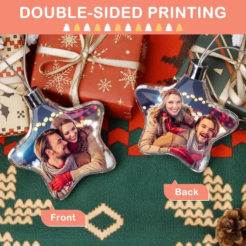 Vista 4 de Adorno de bola de Navidad con foto personalizada, texto con imagen personalizada, pequeña bola colgante, árbol de Navidad, decoración del hogar