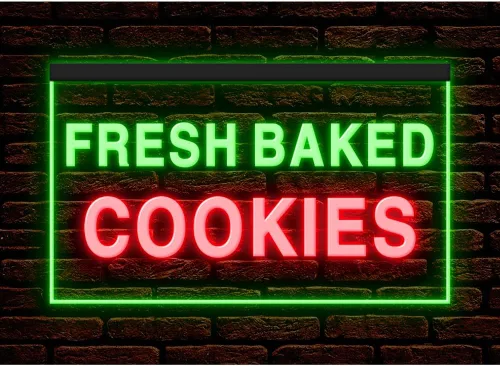 Vista 21 de 110138 - Letrero de neón con luz LED de 16 x 12 pulgadas, 110138 galletas recién horneadas para cafetería, pastelería, panadería, tienda, tienda 16