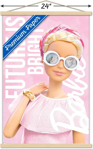 Vista 3 de Trends International Mattel Barbie - Póster de pared Future is Bright, 22.37 x 34.00 pulgadas, paquete de impresión premium y colgador de madera
