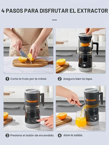 Vista 3 de Reemix Exprimidor eléctrico de cítricos para naranja, limón, pomelo, operación con un toque, portátil con cepillo de limpieza
