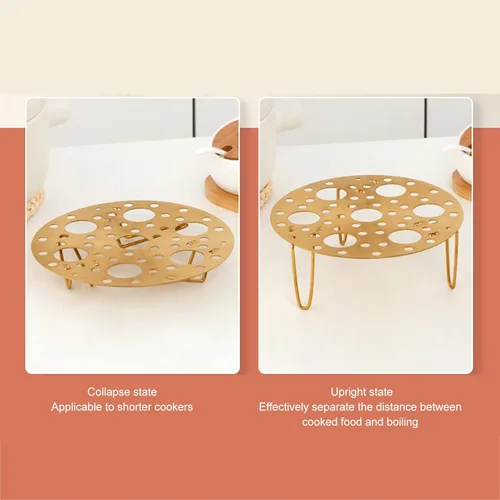 Vista 5 de Steaming Rack 304 Stainless Steel Foldable Tray with 3 Supports Cooking (Original Color)