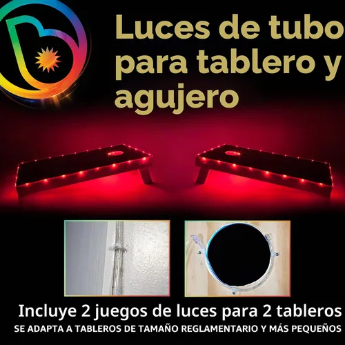 Vista 4 de Brightz TossBrightz - Luces LED de Cornhole para tablero y agujero - Incluye luces para 2 tableros - Ilumina el borde del tablero de cornhole