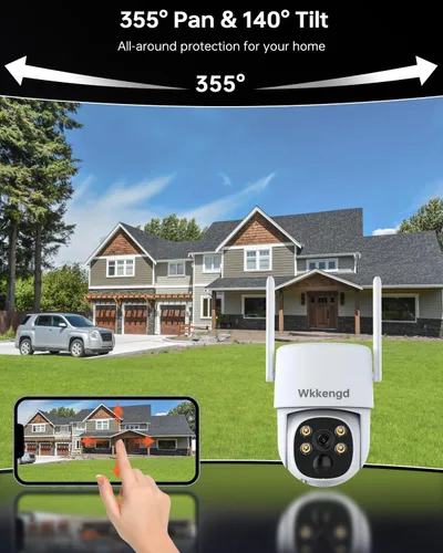 Vista 5 de 3MP F1.0 Apertura Visión Nocturna a Todo Color 2-Cámara Kit 5G/2.4G WiFi Cámaras PTZ de Seguridad para el Hogar con Panel Solar, Sistema
