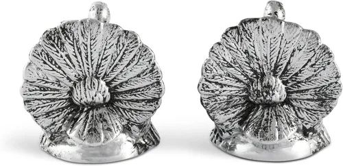 Vista 5 de Arthur Court Salero y pimentero de pavo de metal de aluminio de 2.25 pulgadas de alto, perfecto para tu mesa de Acción de Gracias