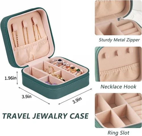 Vista 2 de COLOAPT Joyero de viaje, organizador de joyas, caja de joyería de viaje, pequeña caja de joyería para damas de honor, regalos para mujeres y niñas