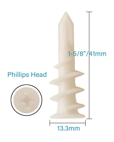 Vista 4 de IMScrews Juego de 100 anclajes de plástico autoperforantes para paneles de yeso con tornillos, kit de anclajes de pared con 50 tornillos/50 anclajes
