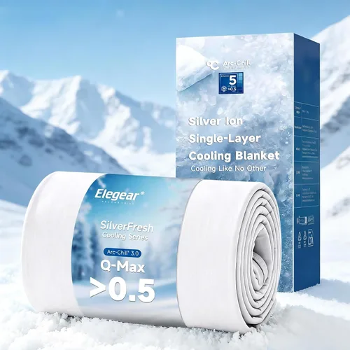 Vista 11 de Elegear Mantas refrescantes con infusión de plata para durmientes acalorados, fibra fresca Arc-Chill 3.0 mejorada (Qmax> 0.5), reducción de olores e
