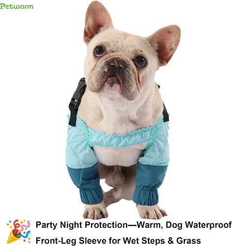 Vista 5 de PetWarm Fundas para patas de perro, impermeable, protector de codo y rodilla de recuperación, par antilamidas para perros pequeños, protección Azul