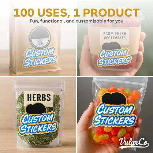 Vista 5 de VulgrCo etiquetas personalizadas, juego de 100 etiquetas troqueladas personalizadas, imprime tu propia etiqueta, etiquetas adhesivas personalizadas