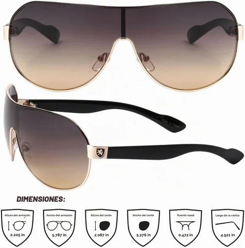 Vista 5 de Khan Shuttle - Gafas de sol de una pieza con escudo Negro dorado