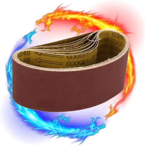 Vista 5 de Lijadora de banda, 10 unidades, bandas de lijado de 2 x 82 pulgadas, molienda de óxido de aluminio/bandas de arena de 1.969 x 82.677 in/40/1000