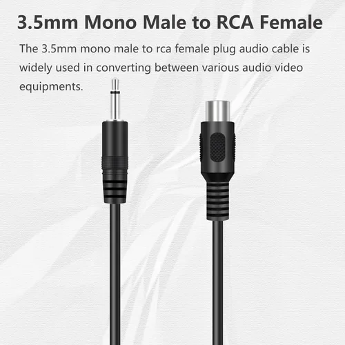 Vista 2 de Paquete de 2 adaptadores de enchufe de 0.138 in de 1/8 pulgadas TS mono macho a RCA hembra conector convertidor de cable de audio y video