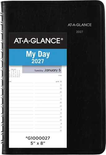 Vista 13 de AT-A-GLANCE Agenda 2027, diaria, 5 x 8 pulgadas, programación abierta, DayMinder, negro (SK460027)