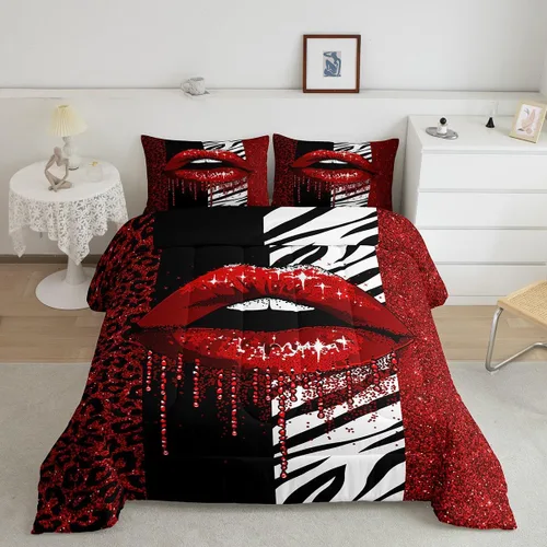 Vista 10 de Manfei Juego de edredón con estampado de leopardo, tamaño individual, juego de ropa de cama con estampado de guepardo marrón y negro, 2 piezas Negro