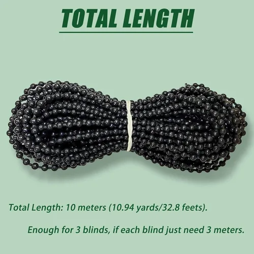 Vista 3 de Cable de cadena de plástico con cuentas de 32.8 ft, persiana enrollable vertical romana, reparación de cadena con 10 clips de conector versión