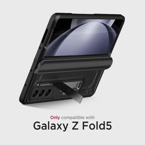 Vista 2 de Miimall Funda para Samsung Galaxy Z Fold 5 con protección de bisagra, protector de pantalla incorporado Kickstand Funda protectora de PC de cuerpo