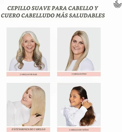 Vista 4 de Manta Cepillo de pelo original antiroturas – Cepillo desenredante suave para cabello húmedo y seco, cepillo flexible para todo tipo, cuidado