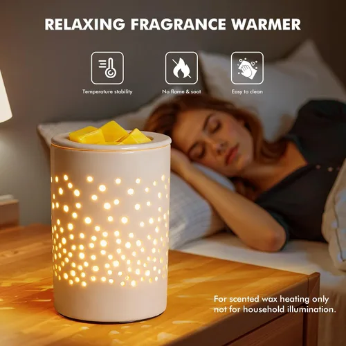Vista 2 de Bobolyn Calentador eléctrico de cera de cerámica, calentador de velas, lámpara de cera derretida, calentador de fragancias, regalo ideal para bodas