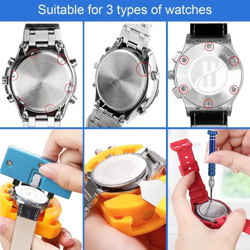 Vista 4 de JOREST Watch Repair Kit, for Watch Battery Replacement & Watch Link Removal and Resizing & Watch Opener, Watch Repair Screwdriver Set, Watch Wrench