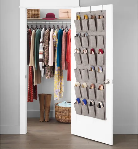 Vista 8 de Whitmor Organizador de zapatos sobre la puerta - 20 secciones - gris teñido espacial
