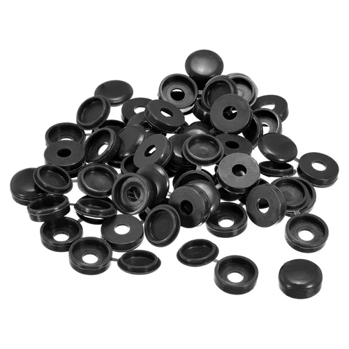 Vista 23 de uxcell 100 tapas de rosca con bisagras de 0.118 pulgadas (0.118 in), cubiertas de plástico para tornillos plegables para arandela, cubierta
