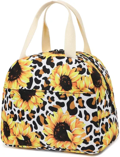 Vista 10 de Bolsa de almuerzo para mujeres y niñas, lonchera reutilizable con aislamiento térmico para adultos y niños, trabajo, escuela, picnic, playa