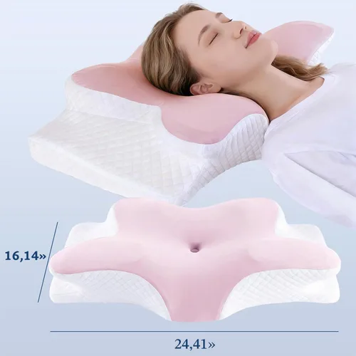 Vista 6 de Almohada cervical para aliviar el dolor, almohada cervical refrescante para dormir, almohadas ortopédicas de espuma viscoelástica de contorno
