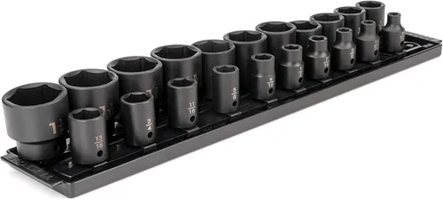 Vista 9 de TEKTON Juego de llaves de vaso de impacto profundo de 6 puntos con rieles de 1/2 pulgada, 31 piezas (8-38 mm) SID92105