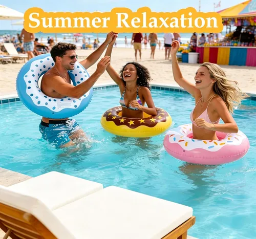 Vista 7 de Luau - Flotadores de piscina hawaianos - Tubos inflables para adultos, tubo inflable para piscina, anillo de natación para decoración de fiesta