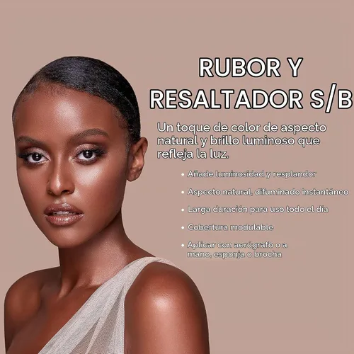 Vista 4 de TEMPTU S/B Airbrush Blush & Highlighter Starter Set: Maquillaje de larga duración, fórmula para construir rocío ilumina la tez, todo tipo de piel, 8