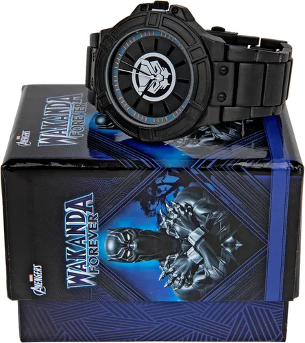 Vista 4 de Marvel Black Panther Symbol Watch Face with Black Metal Band