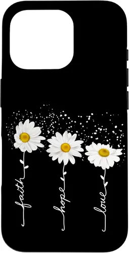 Vista 20 de Funda para iPhone 14 Pro Max Faith Hope Love para regalo, diseño de margaritas blancas