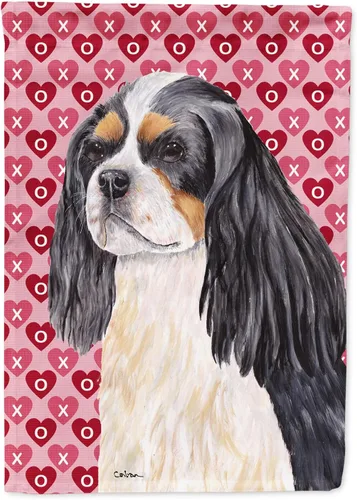 Vista 270 de Caroline's Treasures SS4484GF Bandera de jardín con diseño de bulldog inglés y corazones para el Día de San Valentín, bandera decorativa para patio