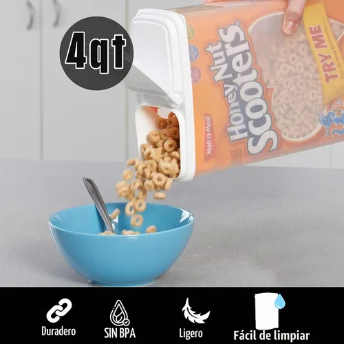 Vista 3 de Buddeez Contenedor de cereales multiusos – Contenedor de almacenamiento de cereales de 4 cuartos de galón, recipiente grande para cereales