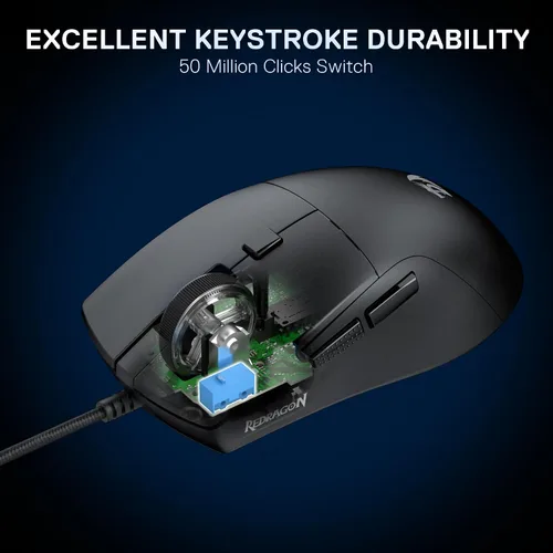 Vista 3 de Redragon M618 - Mouse para juegos con cable, mouse óptico de 8000 DPI con 6 botones programables y 5 modos retroiluminados, 70G ultra ligero, Negro
