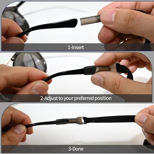 Vista 5 de 5 Pcs Adjustable Eyeglass Straps Anti-Slip Eyewear String Lanyard Retainers Sunglasses Eyeglasses for Men Women Kids