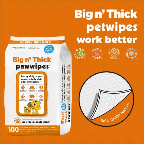 Vista 4 de PETKIN Toallitas Big N Thick PAW Toallitas para perros y gatos