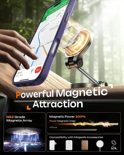 Vista 46 de TOCOL Funda para iPhone 11, compatible con Magsafe, protección completa de cámara, imanes integrados, protección contra caídas, funda translúcida