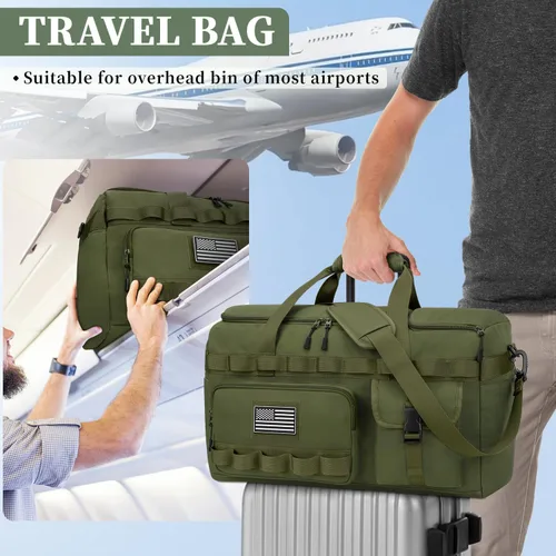 Vista 6 de ZOMFELT Bolsas de gimnasio para hombres y mujeres, bolsa táctica de viaje con divisores extraíbles y compartimento para zapatos, bolsa de transporte