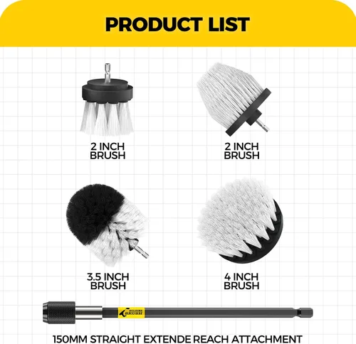 Vista 6 de Holikme Juego de 5 cepillos de taladro con extensión para detalles de coche Blanco