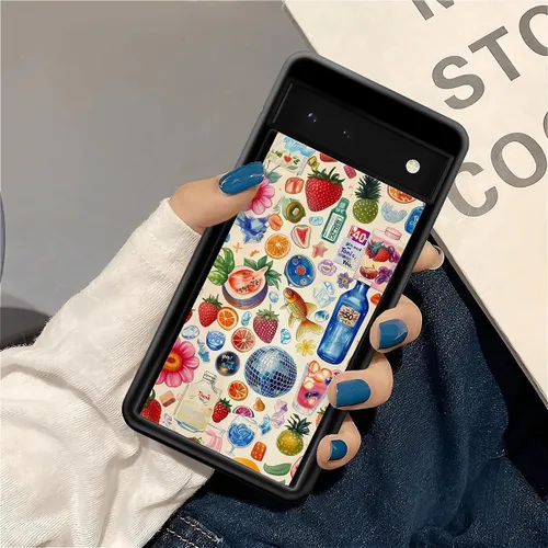 Vista 875 de Compatible con Google Pixel 4A 5G Mobile Case Creative Acrylic Panel trasero Silicona Protección Grip especialmente diseñado para Google Pixel 4A 5G