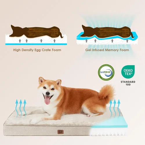 Vista 4 de EHEYCIGA Cama ortopédica de espuma viscoelástica para perros de 30 x 20 pulgadas, cama impermeable para mascotas para perros medianos, alfombrilla