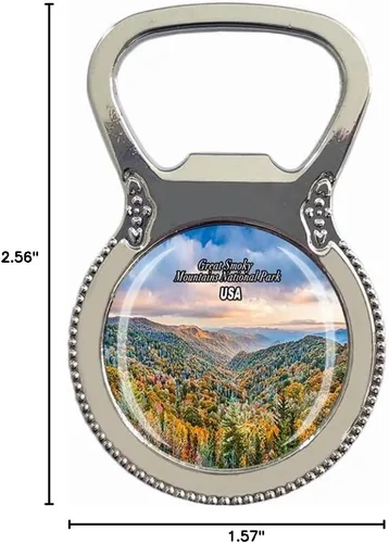 Vista 5 de Estados Unidos 3D Great Smoky Mountains National Park Gatlinburg Abrebotellas de cerveza Abrebotellas de nevera imán de metal cristal cristal viaje