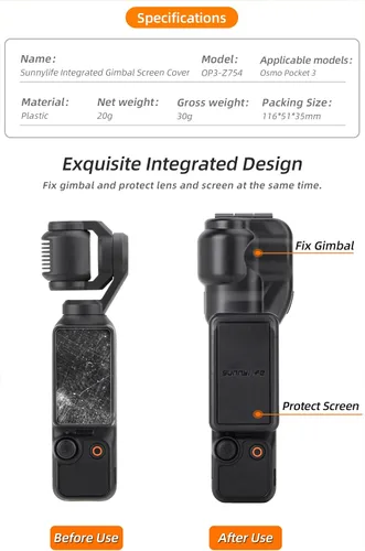 Vista 8 de Pocket 3 Funda protectora para DJI Osmo Pocket 3, Gimbal Protector de pantalla de lente Cubierta protectora para DJI Osmo Pocket 3 Accesorios, Negro