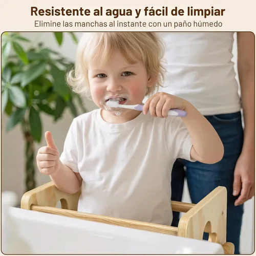 Vista 5 de COSYLAND - Taburete de pie para niños ajustables en altura - Taburete de cocina para niños súper estable con panel protector - Taburete de cocina