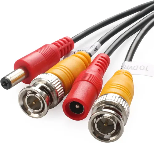 Vista 6 de Postta - Cable de alimentación de vídeo BNC para cámaras de seguridad de vídeo con dos conectores para sistema de vigilancia CCTV DVR 1 Paquete