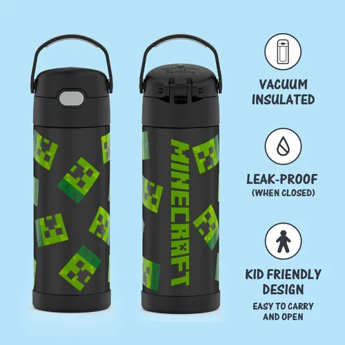 Vista 3 de THERMOS FUNTAINER - Botellas de agua de Minecraft, 16 onzas y 12 onzas