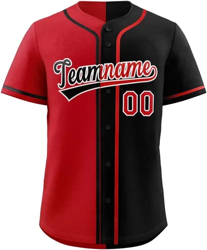 Vista 8 de Camiseta de béisbol dividida personalizada con botones y número de nombre cosido personalizado para hombres/mujeres/niños