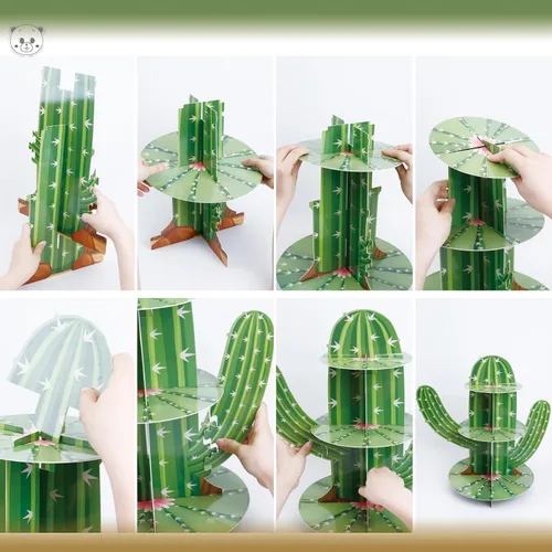 Vista 3 de 2 soportes para cupcakes de cactus, forma de cactus verde, decoración de fiesta mexicana para Cielito Lindo Three Esta cumpleaños, suministros